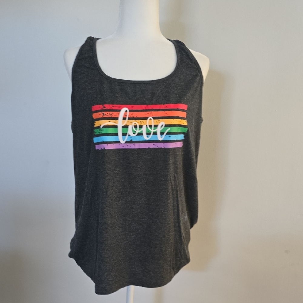 New Charcoal Love Graphic Tank Top